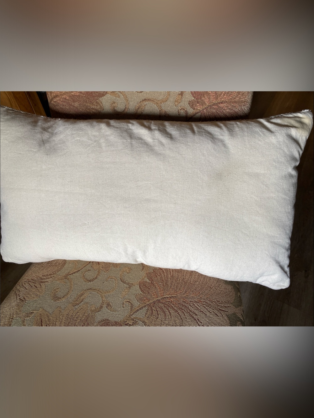 Textured Woven Lumbar Pillow with Navy Stripes - Picture 3 of 3